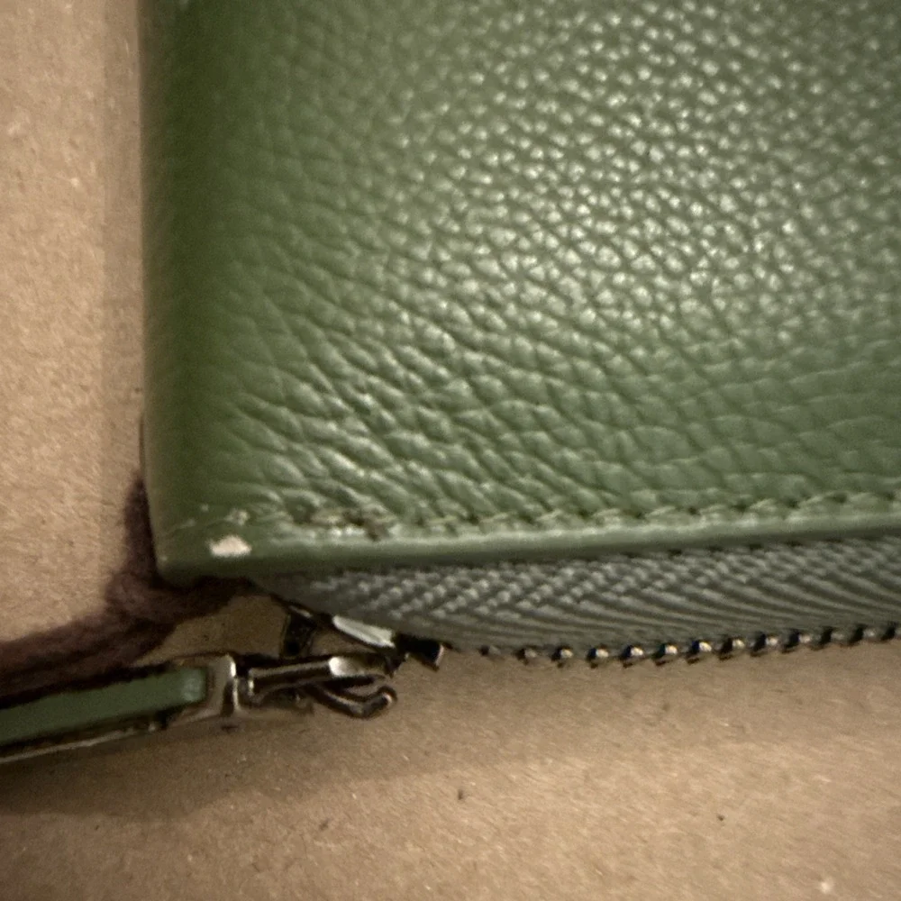 Bveyzi Leather Wallet CardHolder Ziparound Wristlet Green‎ RFID Blocking